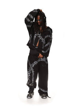 OMEN RHINESTONE OVERSIZED SWEATPANTS BLACK