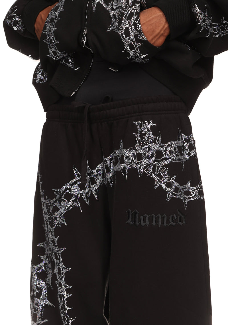 OMEN RHINESTONE OVERSIZED SWEATPANTS BLACK