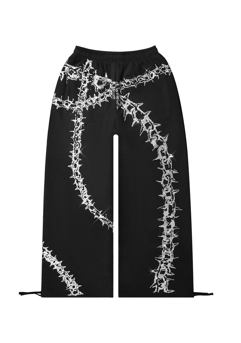 OMEN RHINESTONE OVERSIZED SWEATPANTS BLACK