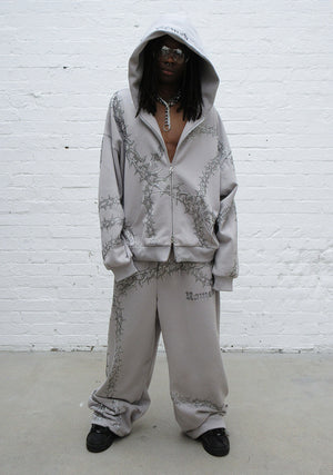OMEN RHINESTONE OVERSIZED SWEATPANTS SMOKE GREY