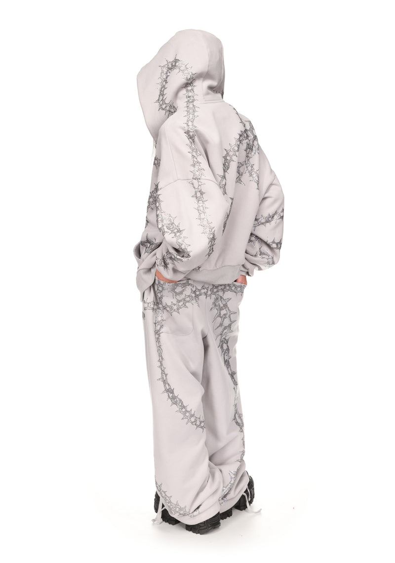 OMEN RHINESTONE OVERSIZED SWEATPANTS SMOKE GREY