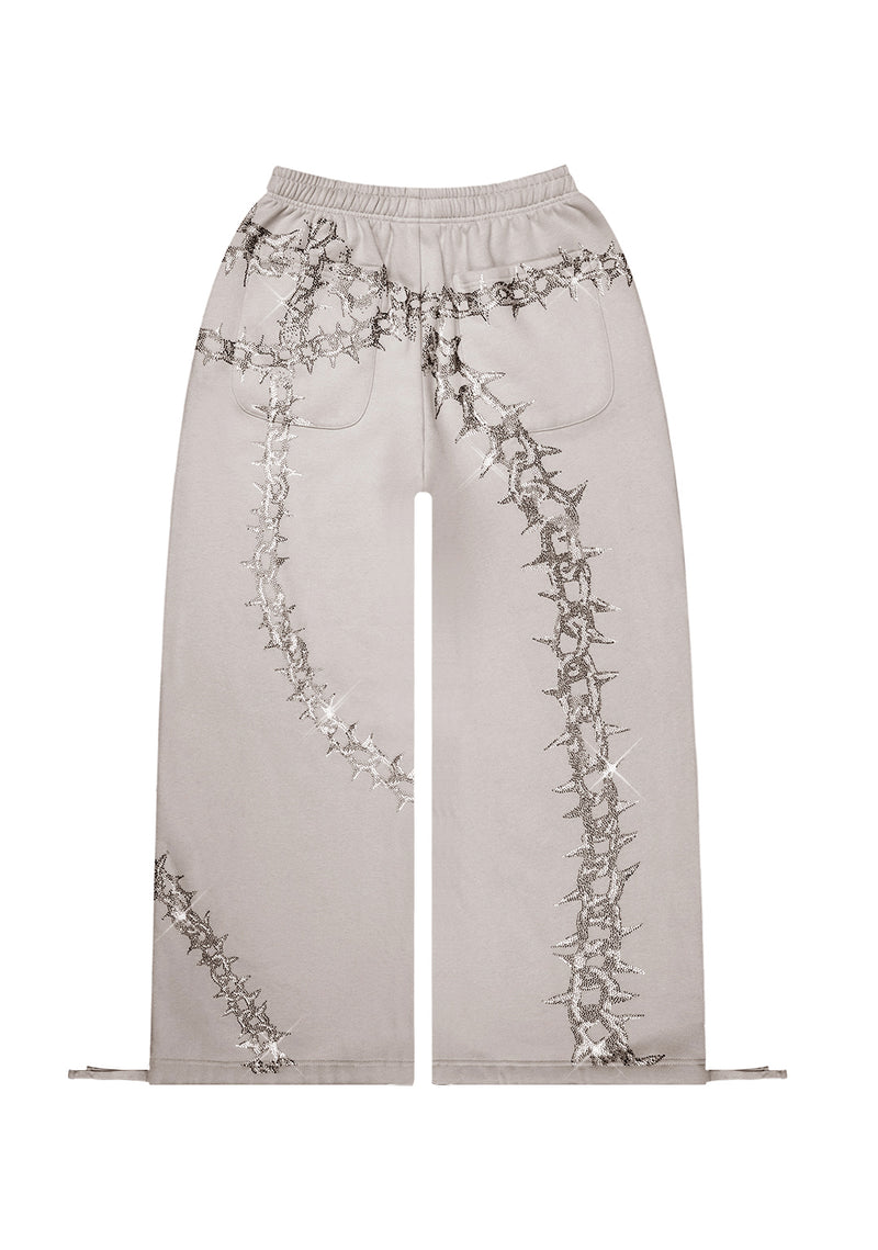 OMEN RHINESTONE OVERSIZED SWEATPANTS SMOKE GREY