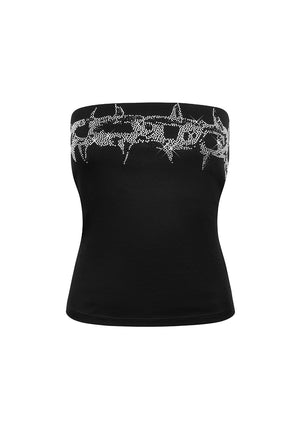 OMEN RHINESTONE TUBE TOP BLACK