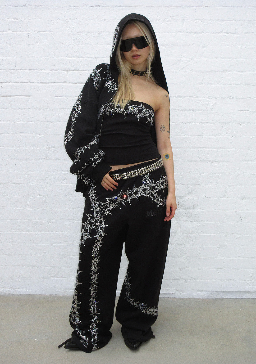 OMEN RHINESTONE TUBE TOP BLACK