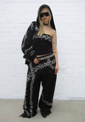 OMEN RHINESTONE OVERSIZED SWEATPANTS BLACK