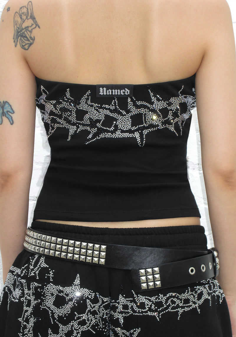 OMEN RHINESTONE TUBE TOP BLACK