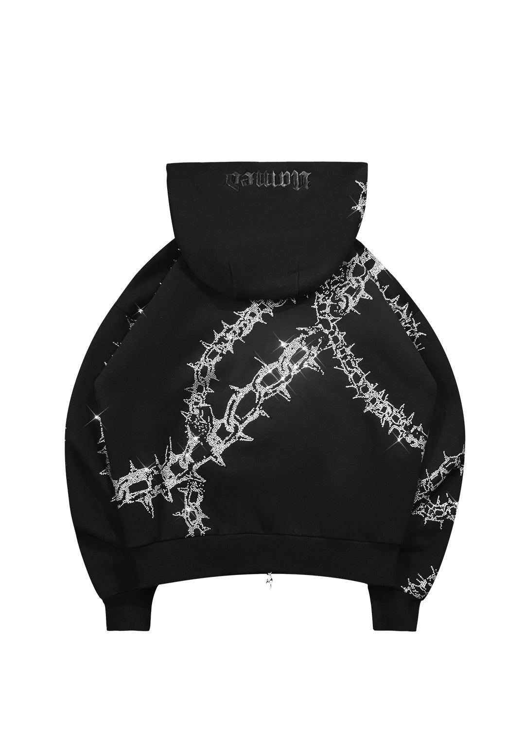 OMEN RHINESTONE ZIP HOODIE BLACK