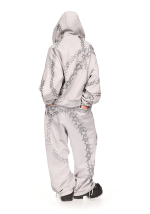 OMEN RHINESTONE ZIP HOODIE SMOKE GREY