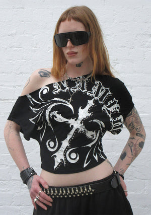 OUTLAW OFF THE SHOULDER TOP BLACK