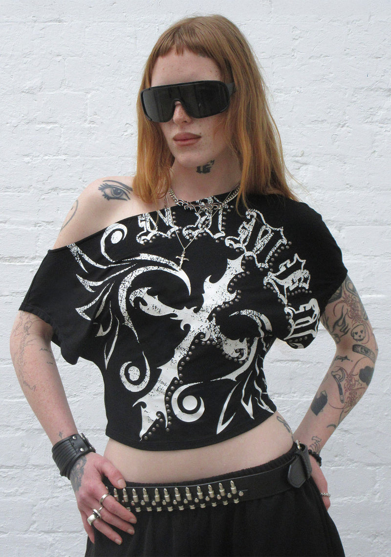 OUTLAW OFF THE SHOULDER TOP BLACK