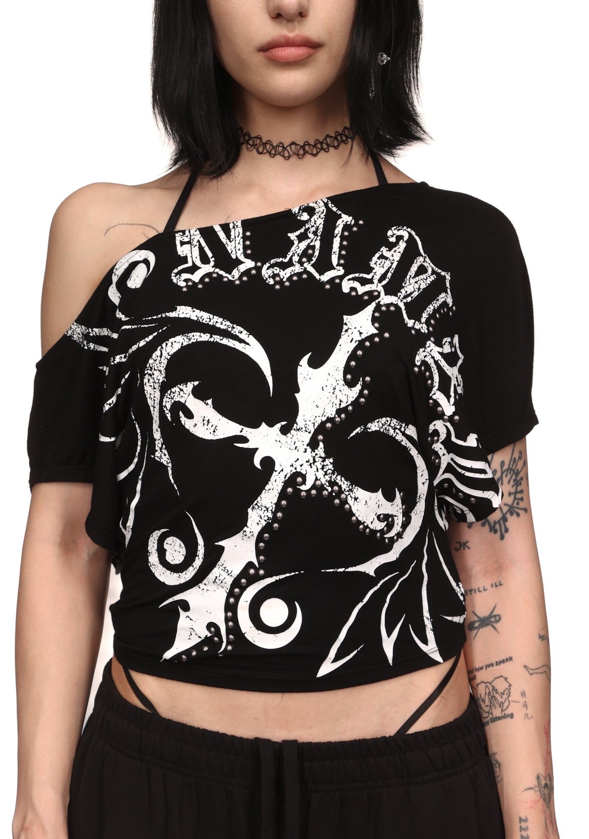 OUTLAW OFF THE SHOULDER TOP BLACK