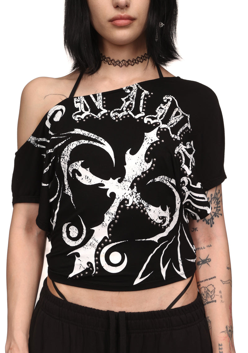 OUTLAW OFF THE SHOULDER TOP BLACK