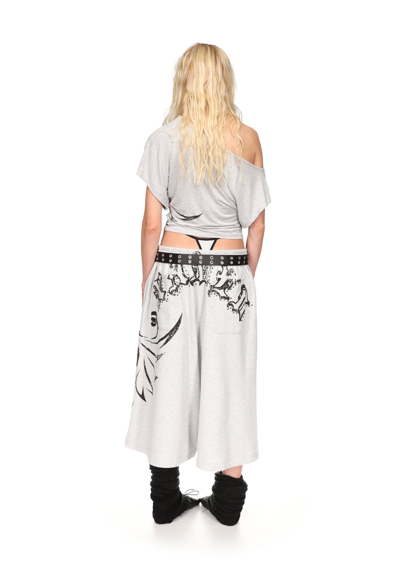 OUTLAW OFF THE SHOULDER TOP GREY MARL