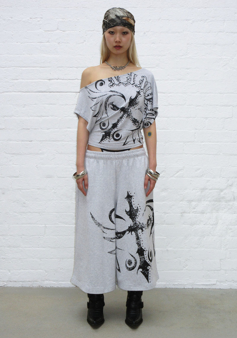 OUTLAW OFF THE SHOULDER TOP GREY MARL