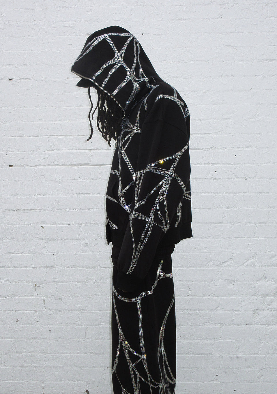 POISON RHINESTONE OVERSIZED SWEATPANTS BLACK