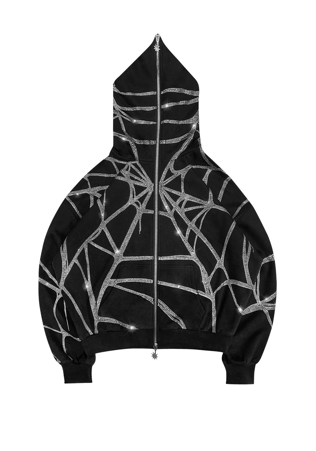 POISON RHINESTONE ZIP HOODIE BLACK
