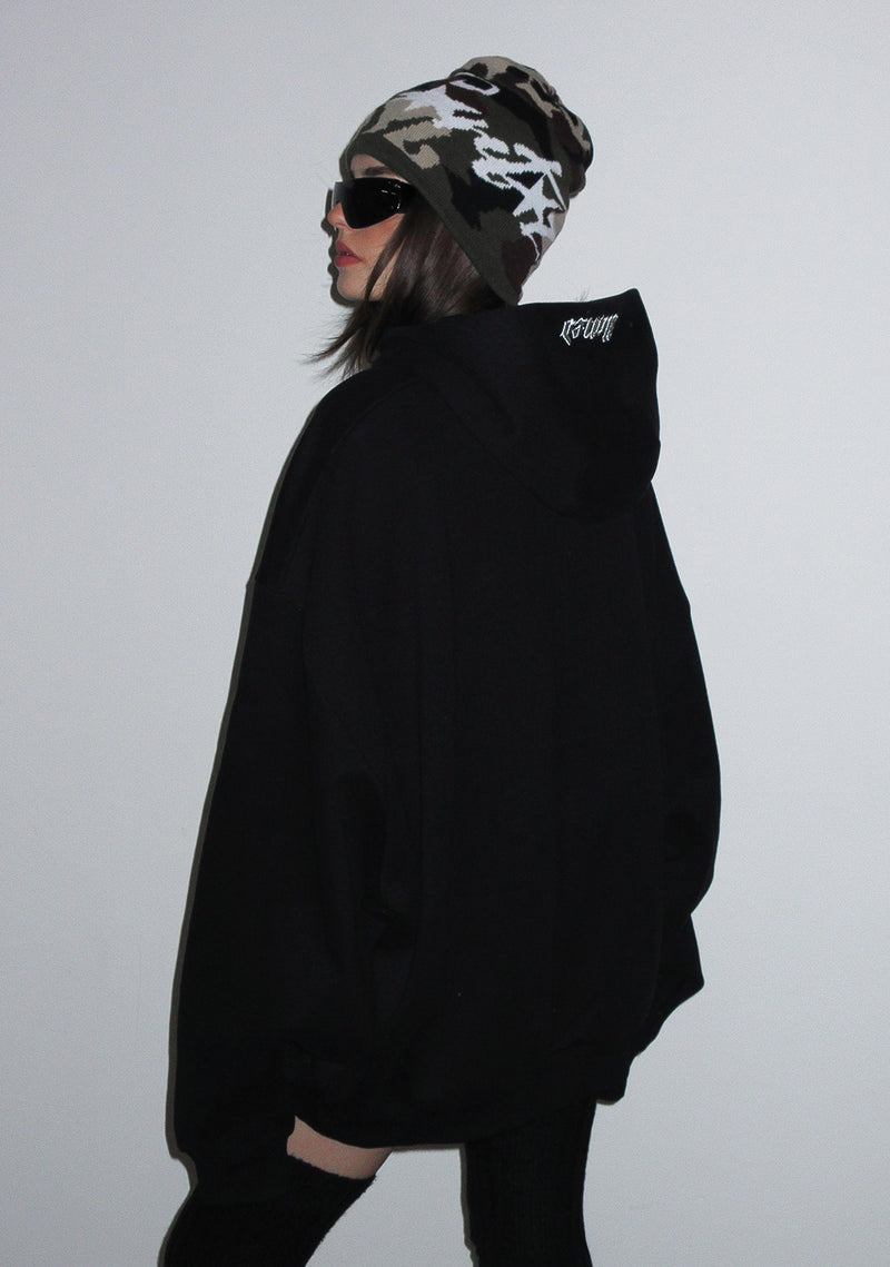 PRAY FOR ME RHINESTONE PULLOVER HOODIE BLACK