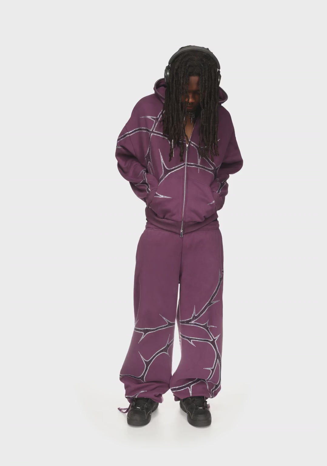 Thorn Studded Zip Hoodie Deep Purple – NAMED COLLECTIVE®