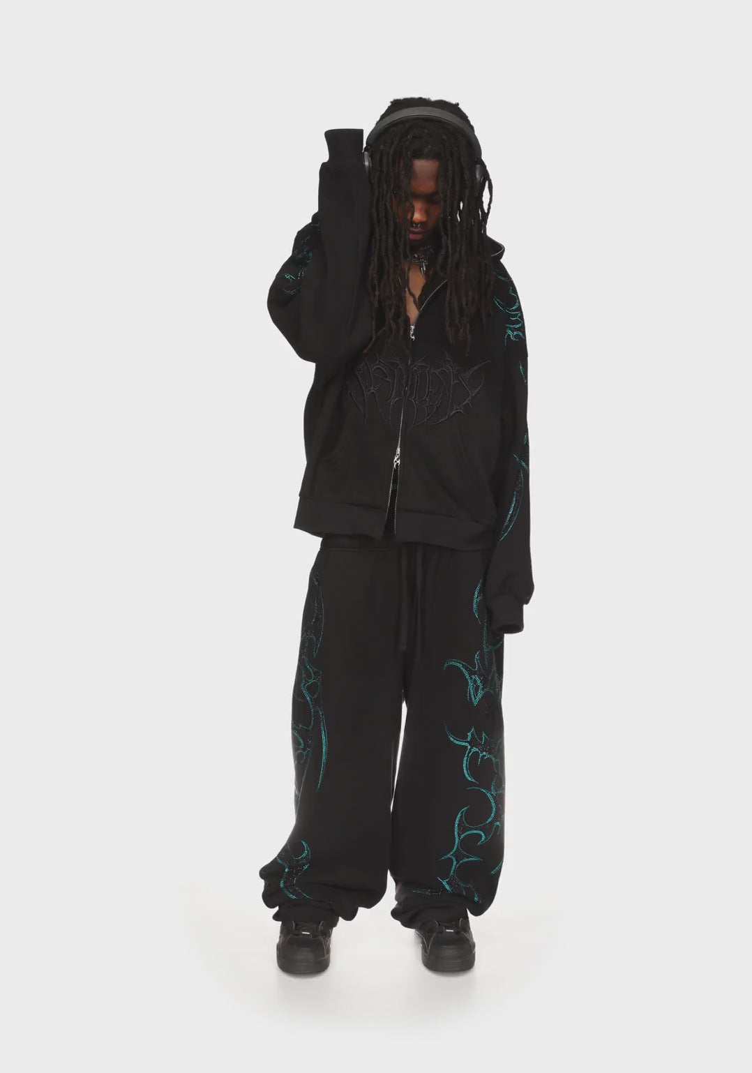 Crash Rhinestone Zip Hoodie Black & Blue – NAMED COLLECTIVE®