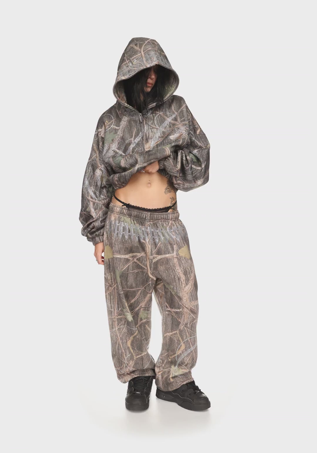 Enemy Rhinestone Crop Zip Hoodie Tree Camo – NAMED COLLECTIVE®