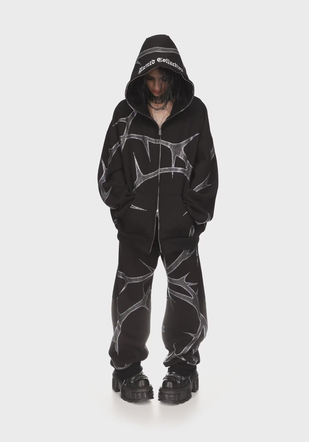 Thorn Rhinestone Zip Hoodie Black – NAMED COLLECTIVE®