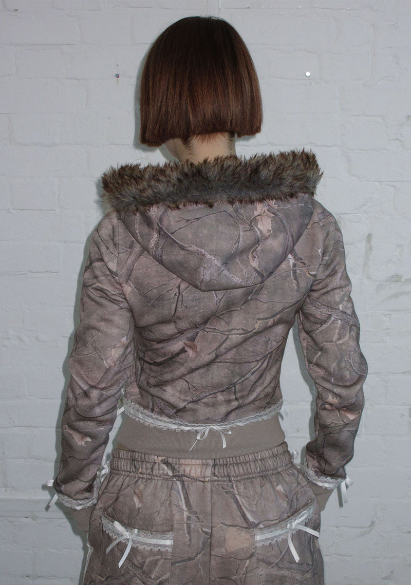 PREY FAUX FUR FITTED ZIP HOODIE TREE CAMO (DETACHABLE FUR)