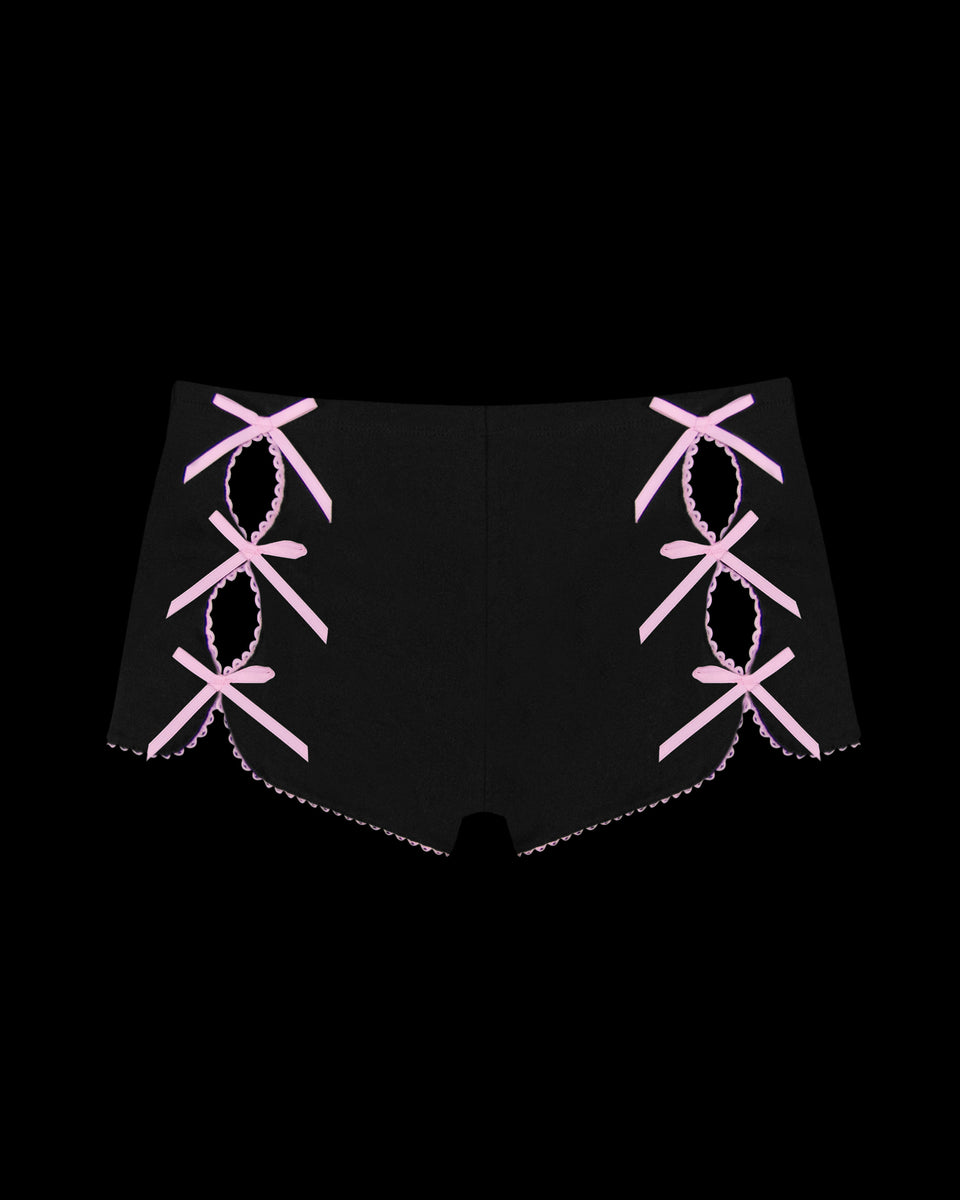 PRINC355 RIBBON MICRO HOTPANT SHORTS BLACK