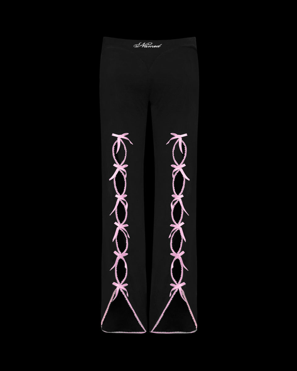 PRINC355 RIBBON SCULPT STRETCH PANTS BLACK