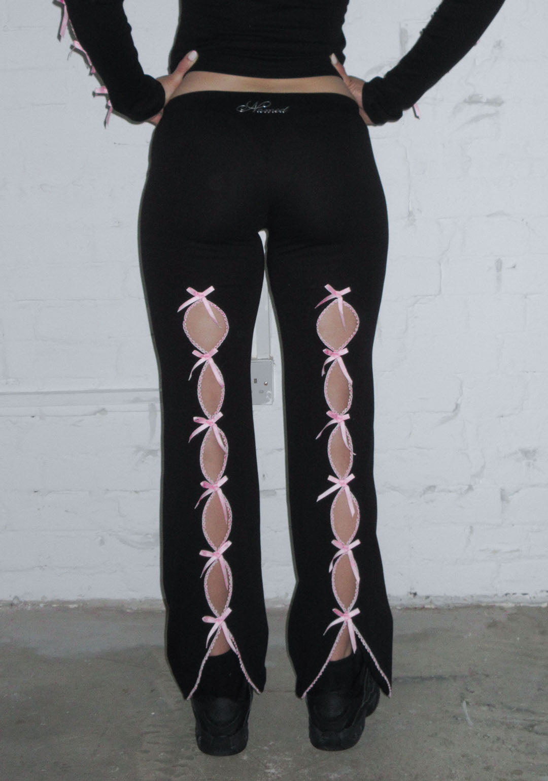 PRINC355 RIBBON SCULPT STRETCH PANTS BLACK