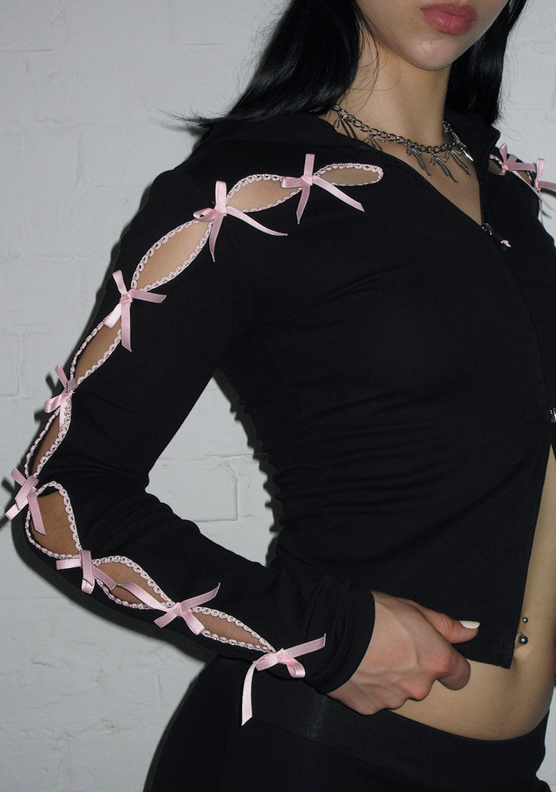 Princ355 Ribbon Sculpt Stretch Zip Hoodie Black – NAMED COLLECTIVE®