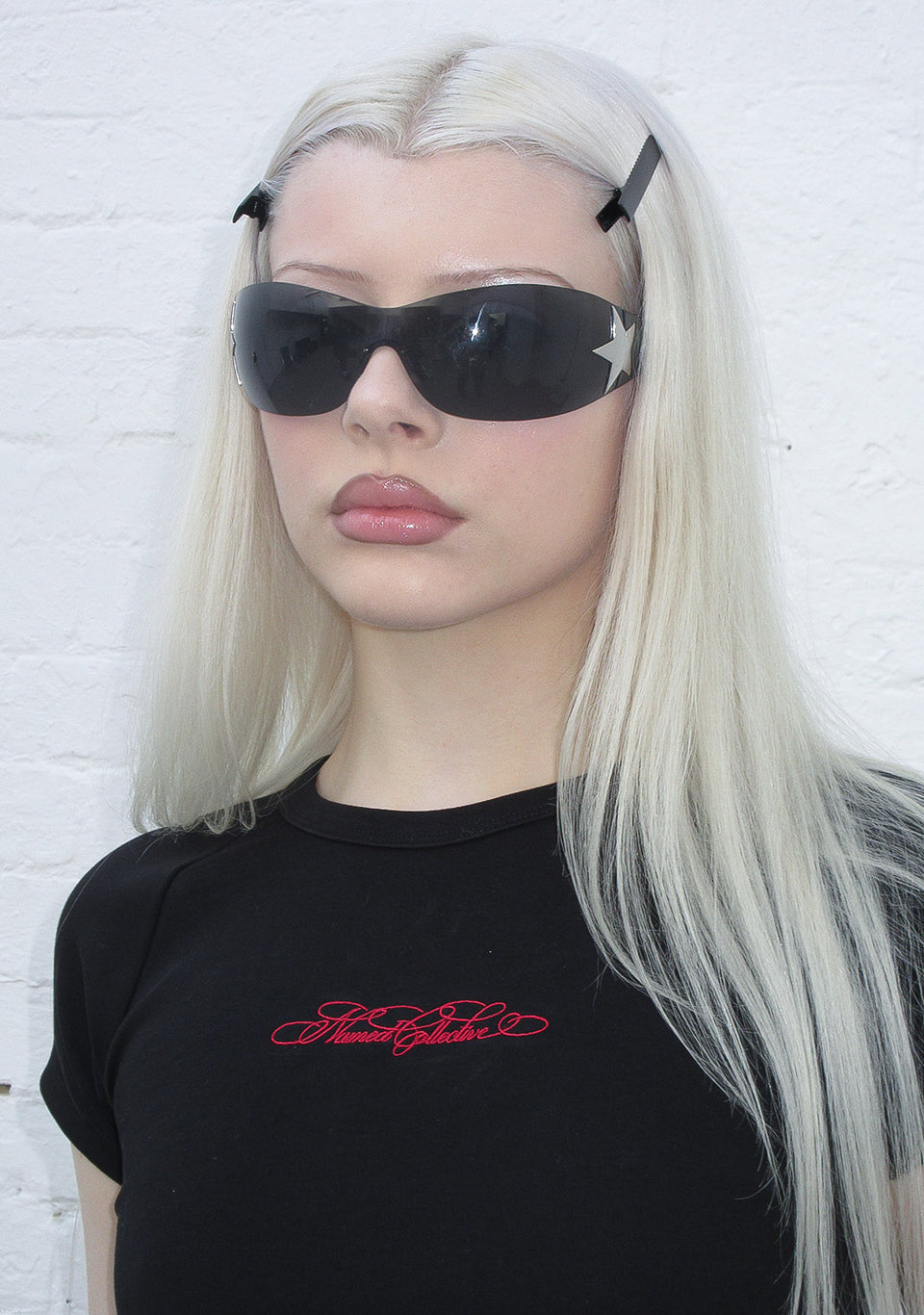 REBEL LACE UP BABY TEE BLACK AND RED