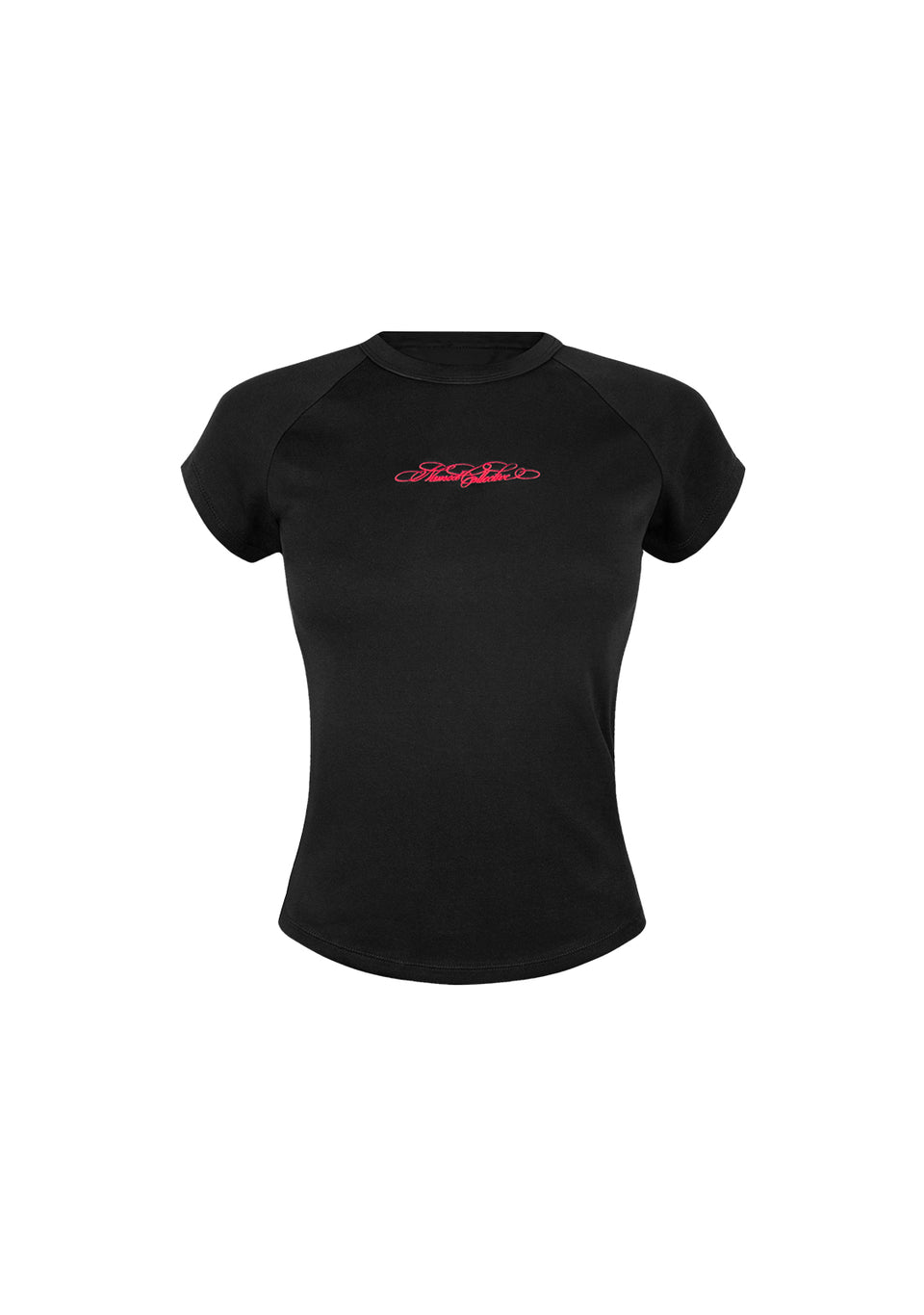 REBEL LACE UP BABY TEE BLACK AND RED