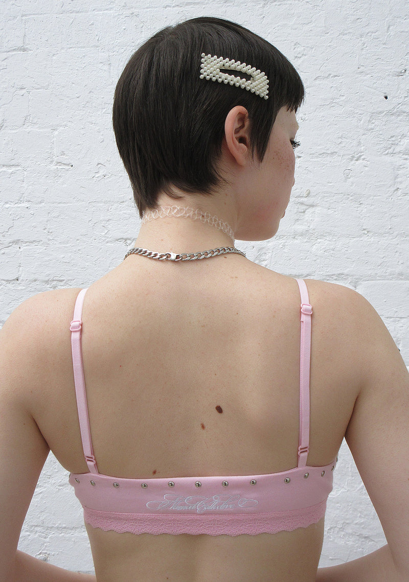 REBEL STUDDED BRALETTE BABY PINK