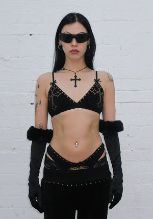 REBEL STUDDED BRALETTE BLACK