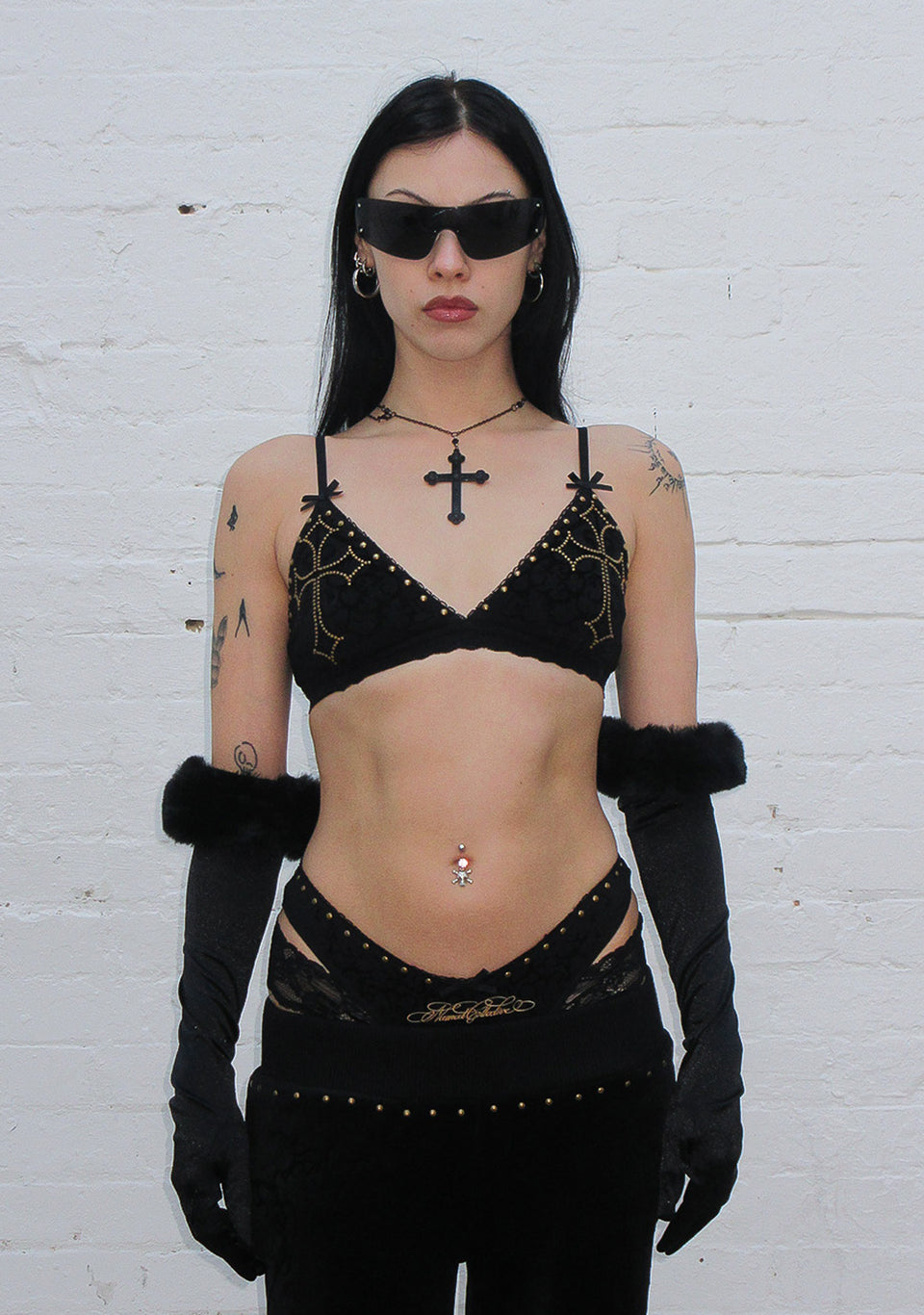 REBEL STUDDED BRALETTE BLACK