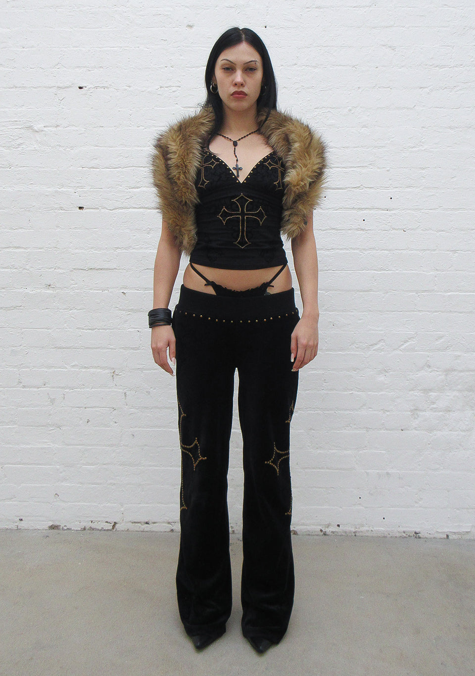 REBEL STUDDED G-STRING BLACK