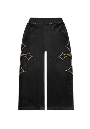 REBEL STUDDED VELOUR SWEATPANTS BLACK