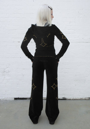 REBEL STUDDED VELOUR SWEATPANTS BLACK