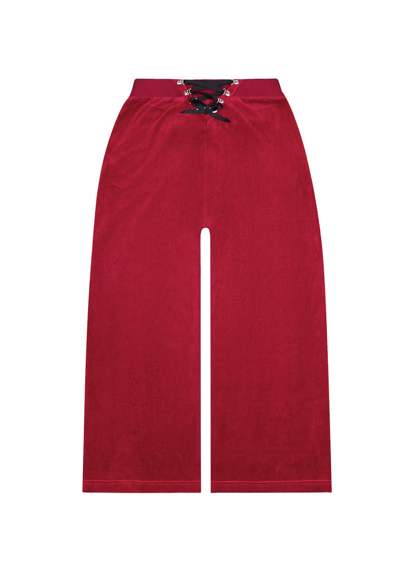 REBEL VELOUR SWEATPANTS DARK RED