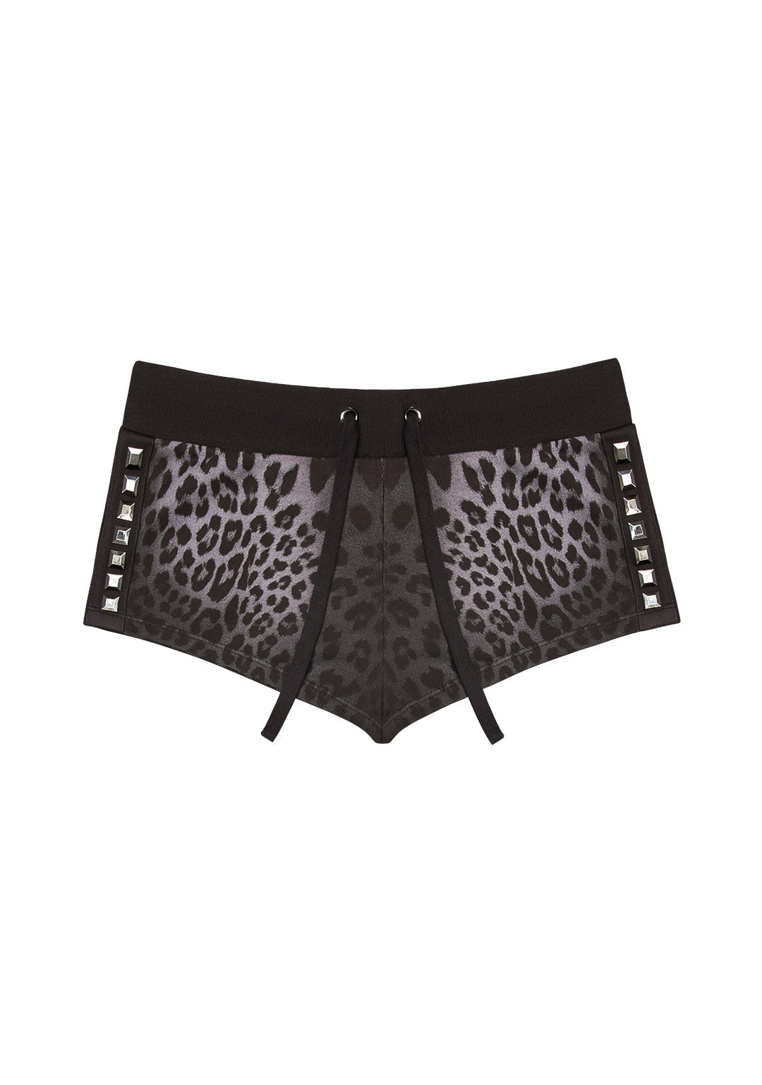 RUMOUR STUDDED MICRO SHORTS GREY LEOPARD