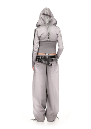 RUMOUR STUDDED FITTED ZIP HOODIE GRADIENT GREY