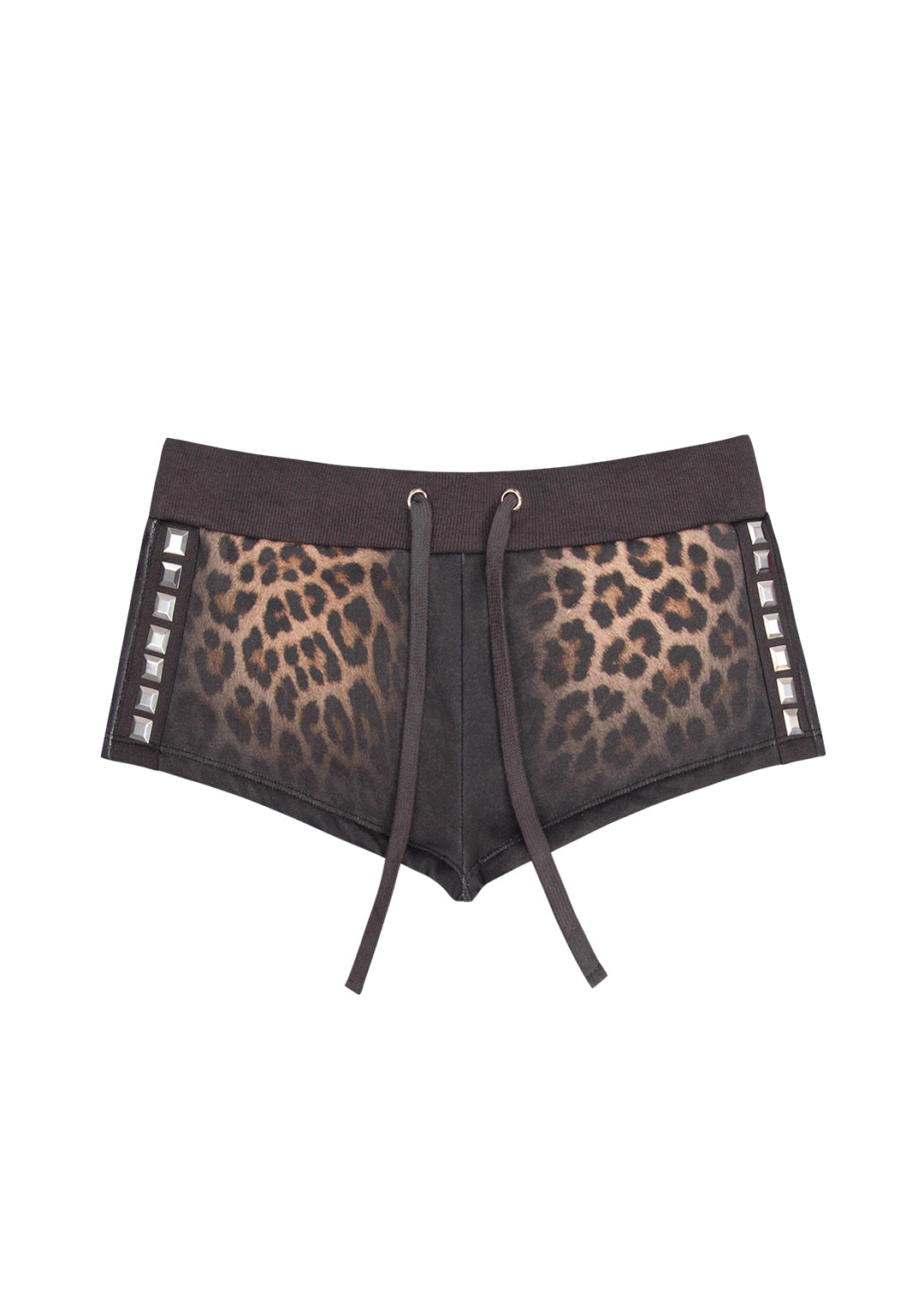 RUMOUR STUDDED MICRO SHORTS LEOPARD