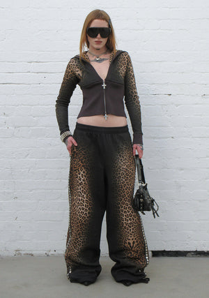RUMOUR STUDDED OVERSIZED SWEATPANTS LEOPARD