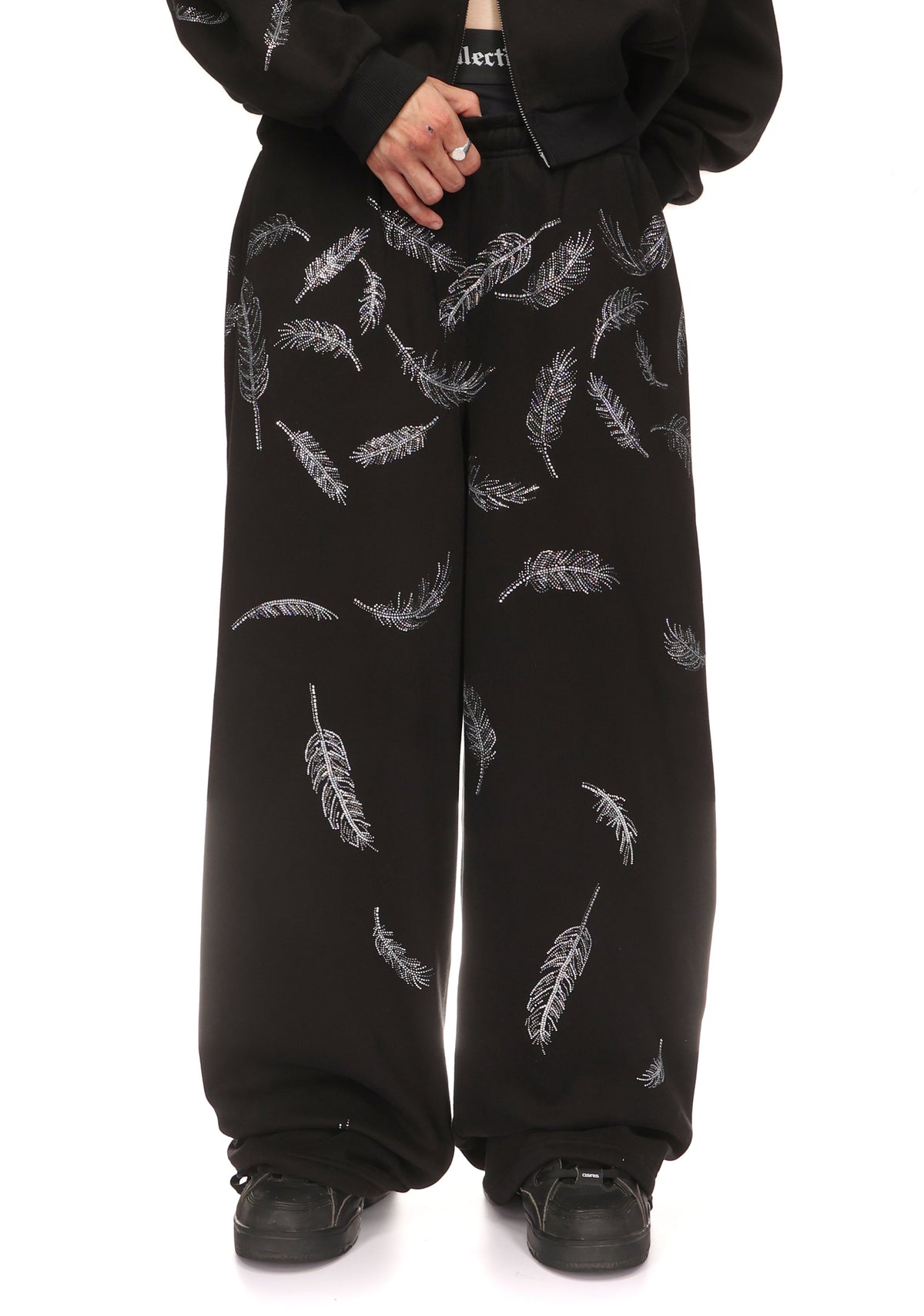 SAINT RHINESTONE OVERSIZED SWEATPANTS BLACK