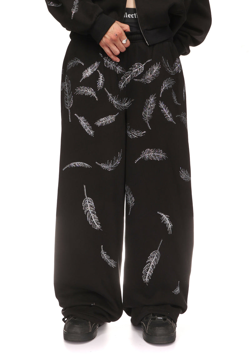 SAINT RHINESTONE OVERSIZED SWEATPANTS BLACK