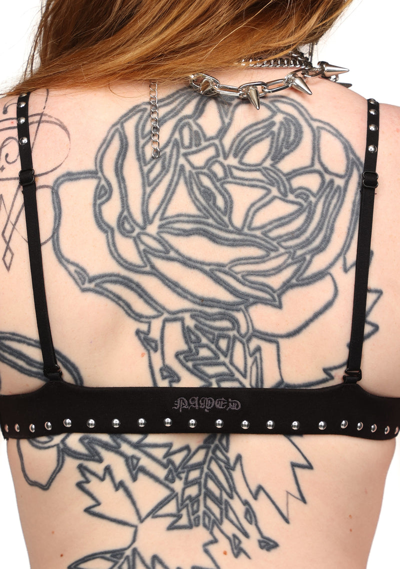 ENEMY STUDDED BALCONETTE BRA BLACK