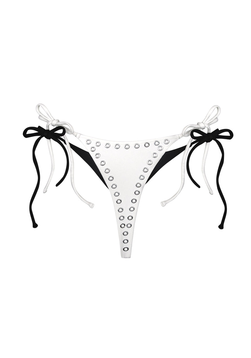 SECRETS DOUBLE LAYER THONG BIKINI BOTTOMS WHITE