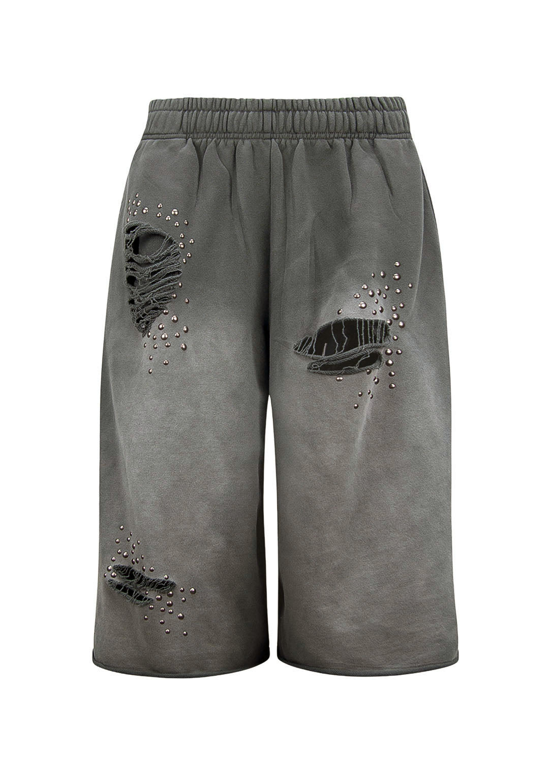 SHADOW STUDDED OVERSIZED SWEATSHORTS WASHED GREY