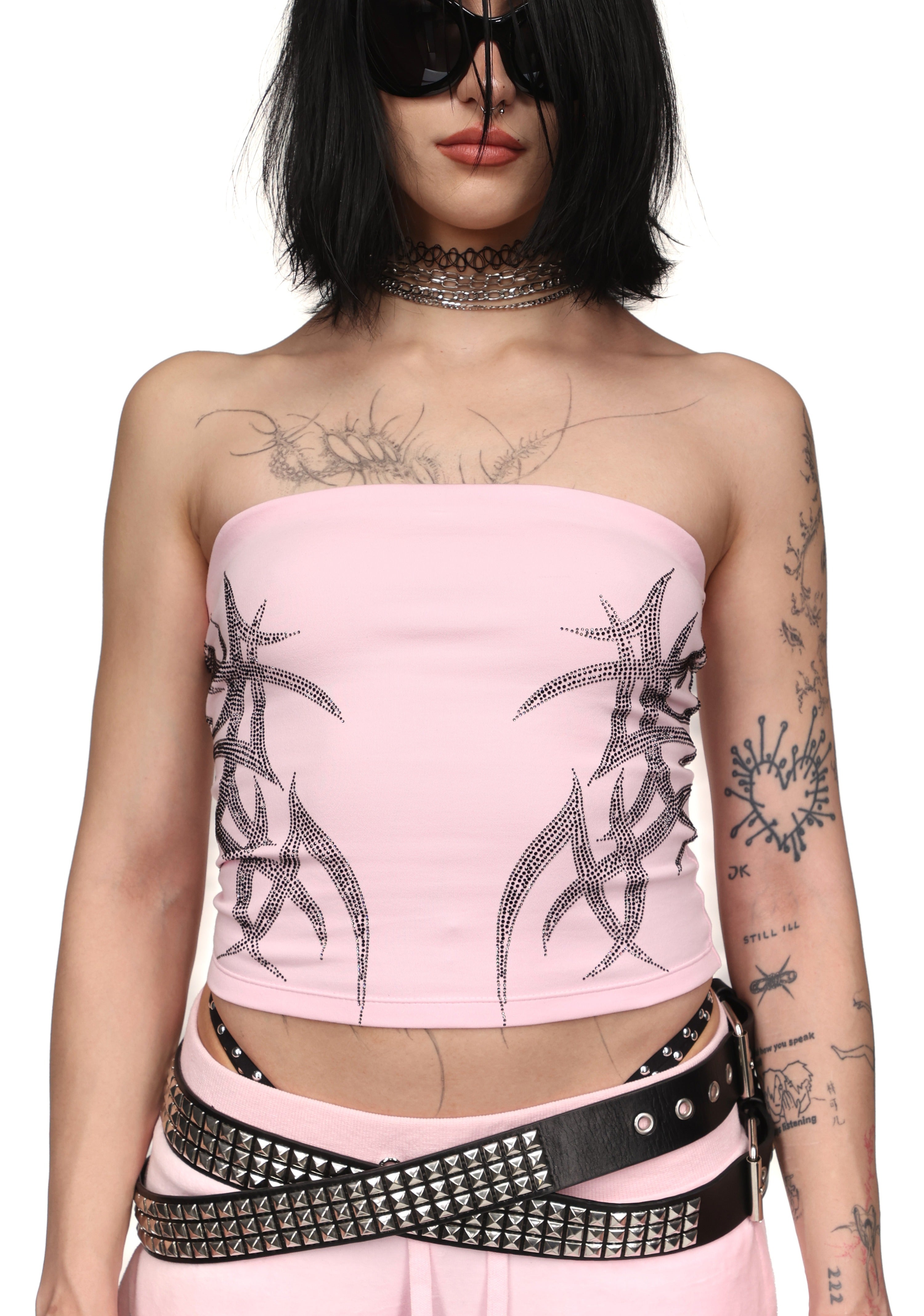 Signal Rhinestone Tube Top Baby Pink – NAMED COLLECTIVE®