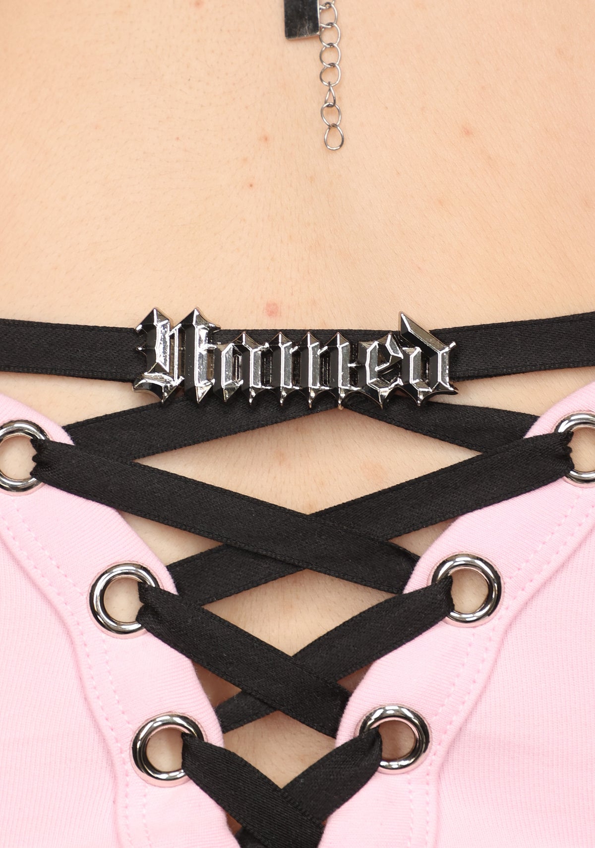 SIGNAL RHINESTONE TUBE TOP BABY PINK